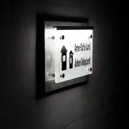 NAVNESKILT 2 HUSE GALVANISERET MATTERET GLAS LED LYS - Rektangulære